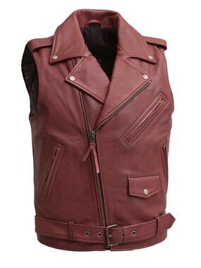 Crimson - Men's Motorcycle Leather Vest